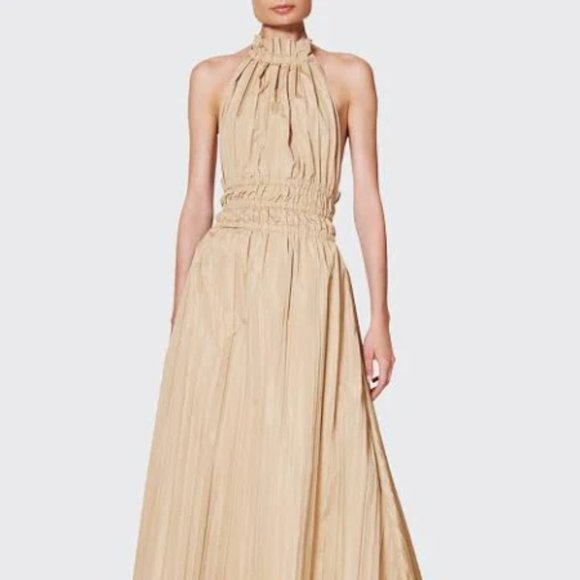 RAMY BROOK Delany Crinkle Taffeta Maxi Dress in Flax Size Small New - Picture 2 of 6